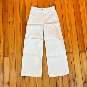 Everlane wide leg crop white pants size 0